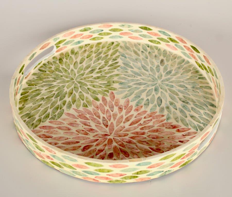 Round Pink & Green Capaz Tray